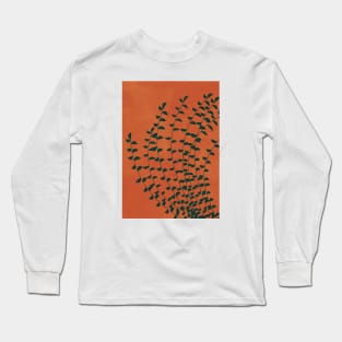 Boho Terracotta, Orange, Fern Plant Long Sleeve T-Shirt